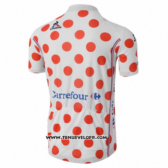 2016 Maillot Ciclismo Tour DE France Blanc et Rouge Manches Courtes et Cuissard